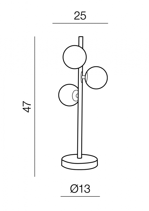 Veioza/lampa de masa moderna Maxi 47 cm, globuri albe/suport metal crom, 3 becuri, AZ 2103 - Azzardo [2]