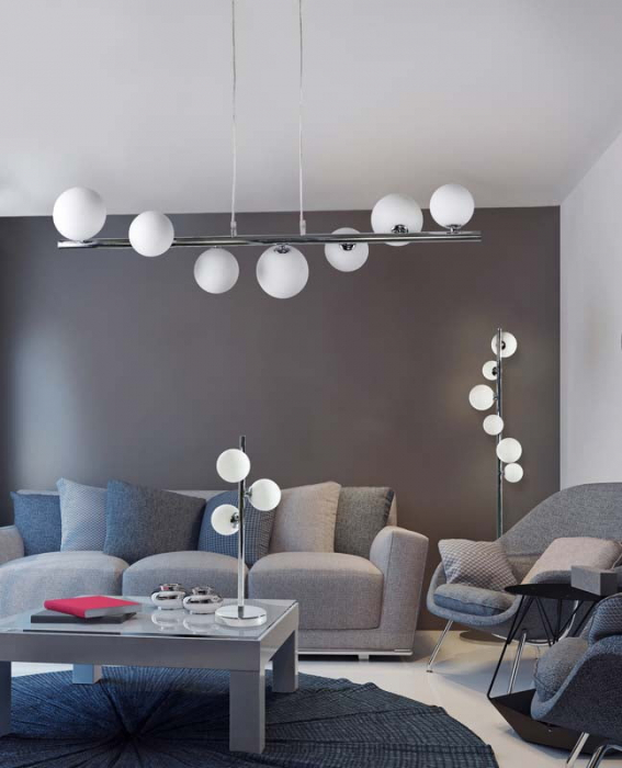 Veioza/lampa de masa moderna Maxi 47 cm, globuri albe/suport metal crom, 3 becuri, AZ 2103 - Azzardo [3]