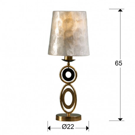 Veioza lux aurie Resa baza metal, abajur cu foi de nacru aplicate, 716153 - Schuller [3]