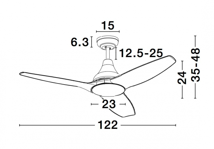 Ventilator cu LED alb/negru Martus, Ø 122 cm, baza otel, lame din ABS, 5267302 - Novaluce [16]