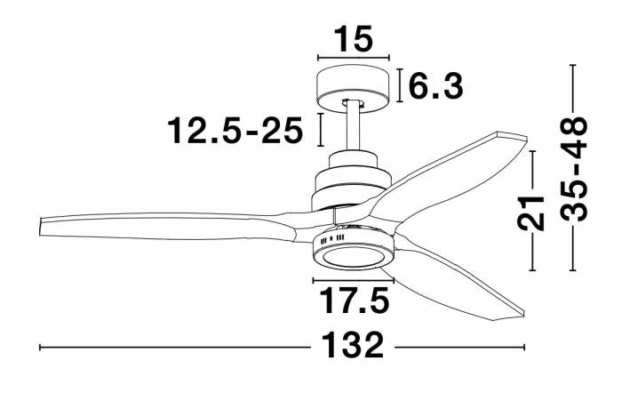 Ventilator LED Tuska, Ø 132 cm, baza otel, lame din lemn, 5231401 - Novaluce [6]