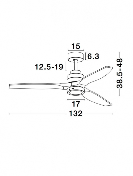 Ventilator LED Tuska, Ø 132 cm, baza otel, lame din lemn, 5231401 - Novaluce [12]