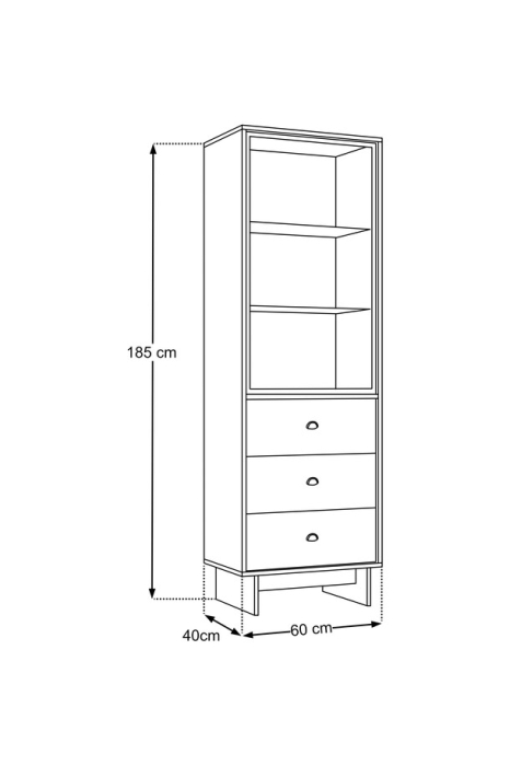 Vitrina Yori Villa 52.6 cm, cu 1 Ușă și 3 Sertare, Nuc Villa - COMAD [5]
