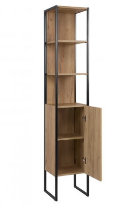 Dulap baie inalt 185x35 cm, stejar/metal, design industrial, Brooklin COMAD [2]