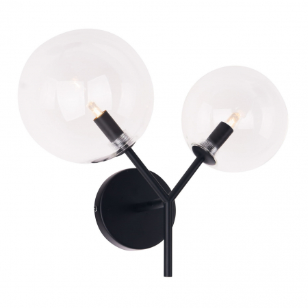 Aplice LED - Aplica de perete moderna neagra Nicode 35x23x30 cm cu 2 surse de lumina, metal/sticla, W0277 - Maxlight