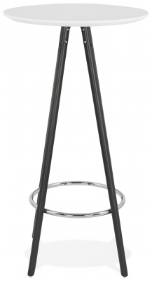 Masa inalta rotunda bar Amos 60x60x110 cm, MDF alb, design scandinav, picioare negre, BT00330WHBL - Kokoon [1]