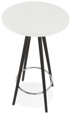Masa inalta rotunda bar Amos 60x60x110 cm, MDF alb, design scandinav, picioare negre, BT00330WHBL - Kokoon [2]