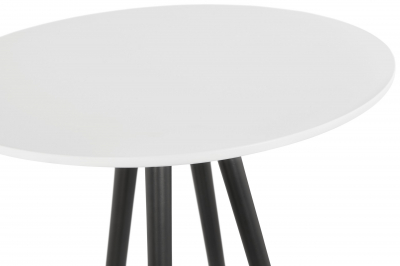 Masa inalta rotunda bar Amos 60x60x110 cm, MDF alb, design scandinav, picioare negre, BT00330WHBL - Kokoon [5]
