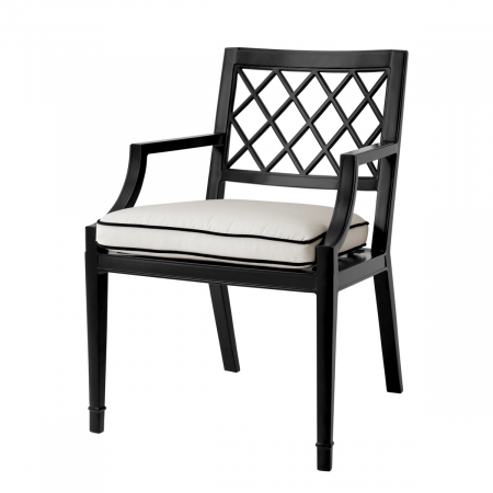 Produse -   Scaun de dining exterior Paladium cu brațe din pânză sunbrella neagră 113619 EICHHOLTZ