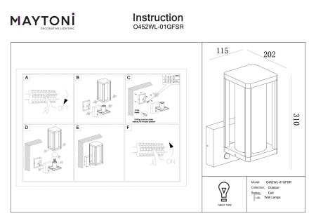 Aplică de exterior CELL, Aluminiu și plastic Grafit, 15W, MAYTONI O452WL-01GFSR [3]