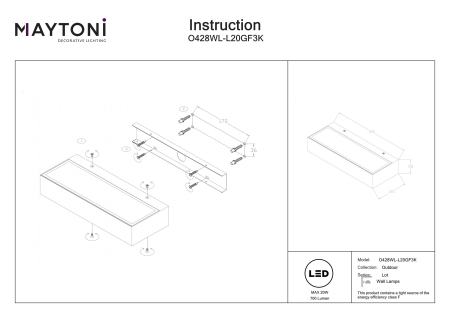 Aplică de exterior Lot, Aluminiu Grafit, 20W, MAYTONI O428WL-L20GF3K [4]