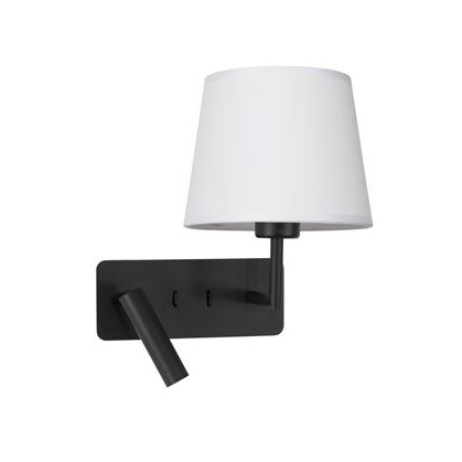 Promotii - Aplica de perete alb-negru Eduaro, baza metalica, abajur textil, cu LED ajustabil, 9919151 - Novaluce