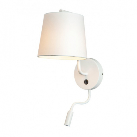 Produse - Aplica de perete alba cu brat iluminare LED Irma II 20x30x56 cm metal/material textil, W0196 - Maxlight