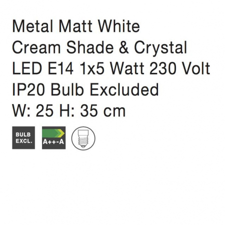 Aplica de perete clasica crem Davor, din metal cu element decorativ de cristal, 5157204 - Novaluce [3]
