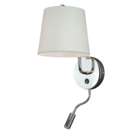 Produse - Aplica de perete crom/alb cu brat iluminare LED Irma II 20x30x56 cm metal/material textil, W0198 - Maxlight
