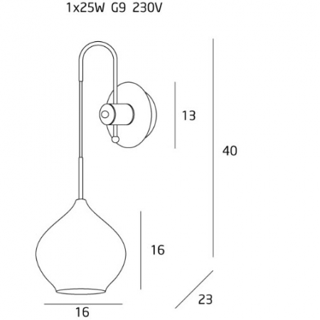 Aplica de perete din sticla transparenta Blanca 16x23x40 cm, baza metal, inaltime reglabila, W0248 - Maxlight [2]