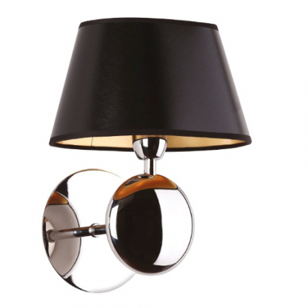 Aplice LED - Aplica de perete eleganta Akasi negru/auriu 20x19x25 cm, metal/material textil, W0120 - Maxlight