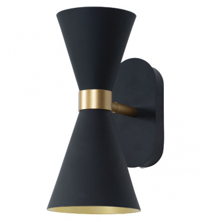 Aplice LED - Aplica de perete LED cu abajur negru/auriu tip clepsidra Runa 12x18x26 cm din metal, W0246 - Maxlight
