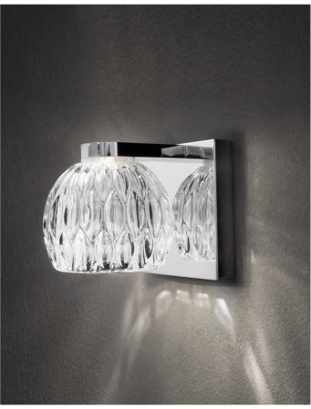 Aplica de perete LED moderna din sticla transparenta Alexis, baza metal cromat, 8540402 - Novaluce [1]