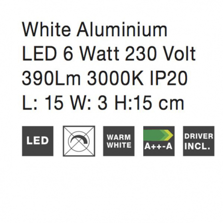 Aplica de perete LED rotunda alba Ernesi, din metal, Ø 15 cm, 711006 - Novaluce [3]