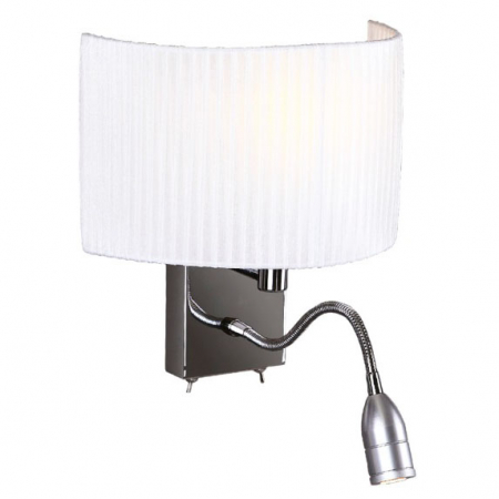Aplice LED - Aplica de perete moderna alba Vera 25x28x14 cm brat ajustabil cu LED, material textil/metal, W0049 - Maxlight