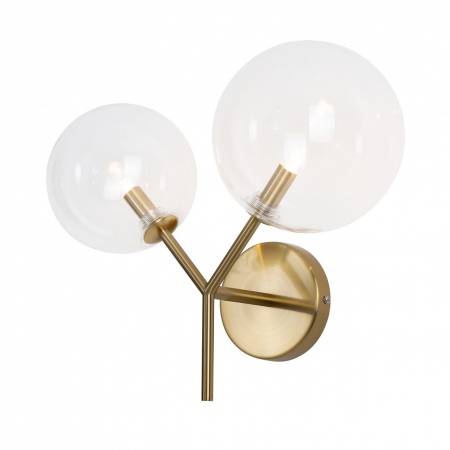 Aplice LED - Aplica de perete moderna finisaj alama Nicode 35x23x30 cm cu 2 surse de lumina, metal/sticla, W0254 - Maxlight