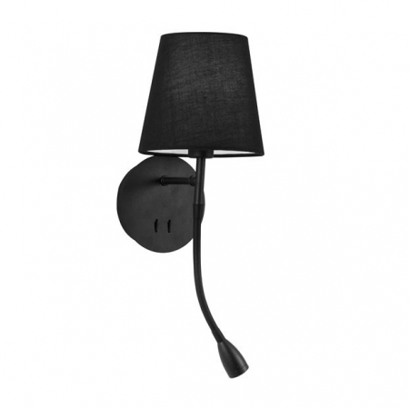 Promotii - Aplica de perete neagra/alba Rico, baza metalica, abajur textil, brat cu LED ajustabil, 9182372 - Novaluce