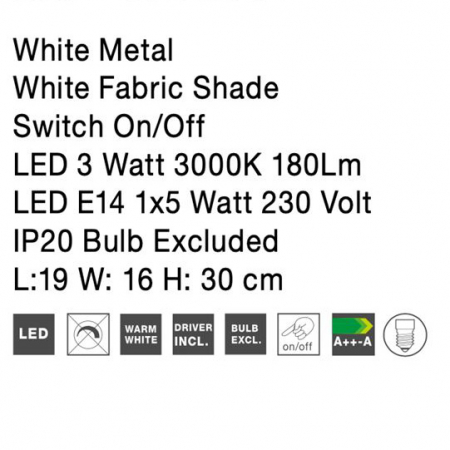 Aplica de perete neagra/alba Rico, baza metalica, abajur textil, brat cu LED ajustabil, 9182372 - Novaluce [16]