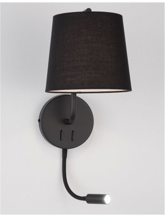Aplica de perete neagra/alba Zarto, baza metalica, abajur textil, brat cu LED ajustabil, 9129330 - Novaluce [2]