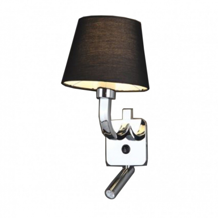 Produse - Aplica de perete neagra cu brat cu iluminare LED Ejvin 24x22x33,5 cm metal/material textil, W0192 - Maxlight