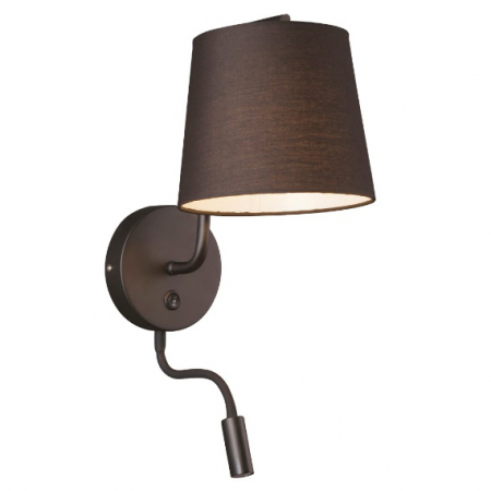 Produse - Aplica de perete neagra cu brat iluminare LED Irma II 20x30x56 cm metal/material textil, W0197 - Maxlight