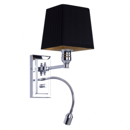 Aplice LED - Aplica de perete neagra cu cititor LED Tense 14x25,5x31,5 cm metal/materiaal textil, W0235 - Maxlight