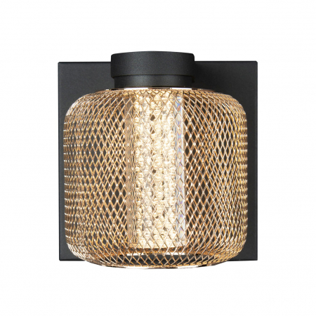 Aplica de perete negru/auriu cu iluminare LED Jaya 12x12,5x12 cm abajur mesh metalic, W0293 - Maxlight [1]