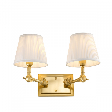 Promotii -   Aplica de perete Wentworth dublă finisaj auriu inclusiv alb 107222 EICHHOLTZ