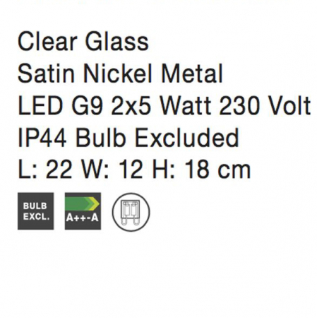 Aplica LED perete liniara baie transparenta Vitor, din sticla, baza metal, IP44, 6310661 - Novaluce [2]