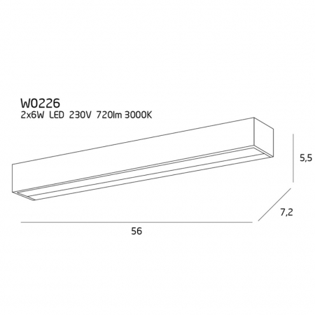 Aplica liniara crom iluminare LED Ria 56x7,2x5,5 cm din metal, W0226 - Maxlight [1]