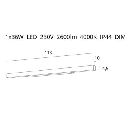 Aplica liniara neagra iluminare LED dimabil Becka 113x10x4,5 cm metal/acril IP44, W0266 - Maxlight [1]