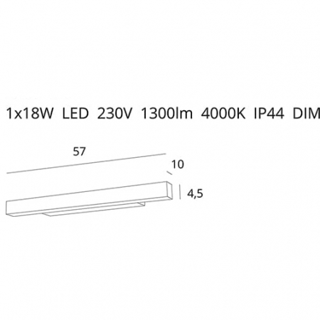 Aplica liniara neagra iluminare LED dimabil Becka 57x10x4,5 cm metal/acril IP44, W0264 - Maxlight [1]