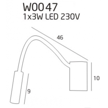 Aplica perete ajustabila neagra/alba iluminare LED Rhys 5x49,5x10 cm metal/acril/silicon, W0047 - Maxlight [1]