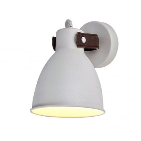 Aplice LED - Aplica perete alba Ø 14 cm, metal si piele, design modern, AZ 1281 - Azzardo