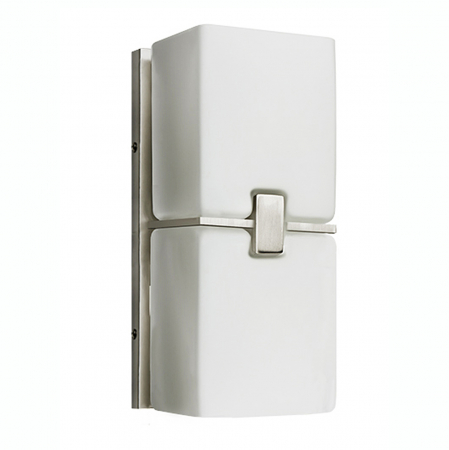 Aplice LED - Aplica perete alba dubla forma cuburi suprapuse Zayna 10,5x27,5 cm, nichel satinat/alb, AZ 0085 - Azzardo