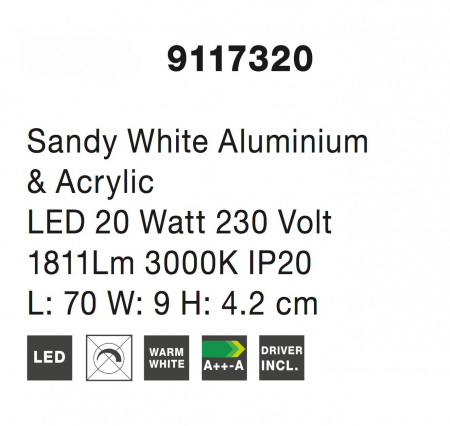 Aplica perete alba LED Eliab 40/70 cm, abajur rotativ, 9117312 - Novaluce [15]