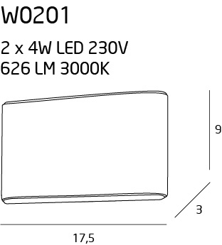 Aplica perete alba LED Peter 17,5x9 cm cu iluminare dubla, W0201 - Maxlight [2]