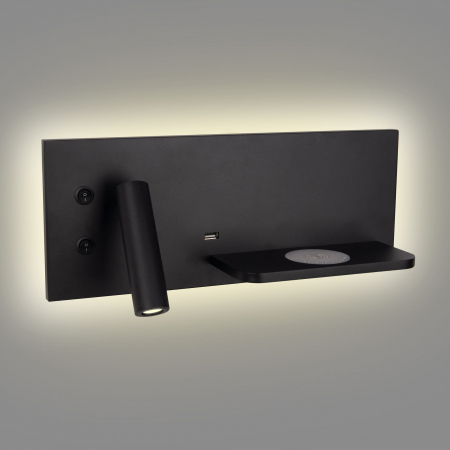 Aplica perete alba/neagra LED Jameia 35x15x14 cm, incarcator wireless, port USB, W0292 - Maxlight [3]