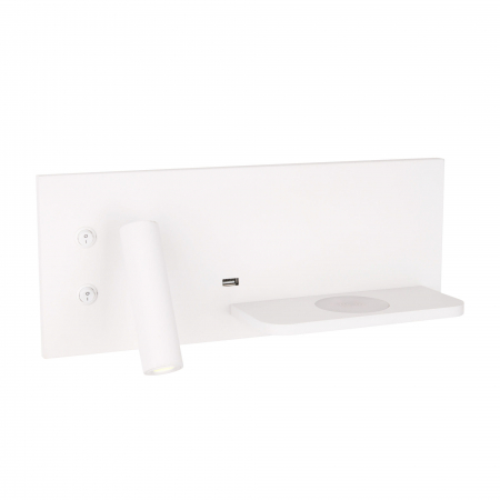 Aplice LED - Aplica perete alba/neagra LED Jameia 35x15x14 cm, incarcator wireless, port USB, W0291 - Maxlight