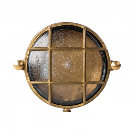 Produse - Aplica perete exterior stil industrial ALIVERI  Ø15,5 cm aurie, metal si sticla, 002177-016738 - Zumaline