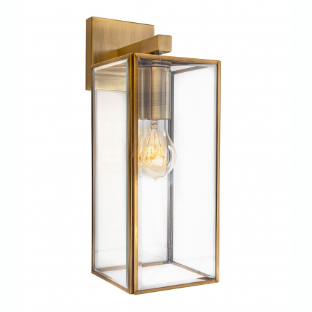 Promotii - Aplica perete aurie dreptunghiulara Ivar 1xE27 cu pereti sticla transparenti, finisaj antichizat, 7152604 - Novaluce