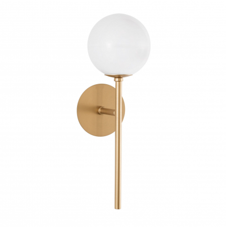 Promotii - Aplica perete aurie Ganiza 35 cm abajur forma glob alb sticla opal, design modern, 9960617 - Novaluce