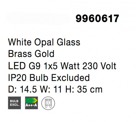Aplica perete aurie Ganiza 35 cm abajur forma glob alb sticla opal, design modern, 9960617 - Novaluce [5]