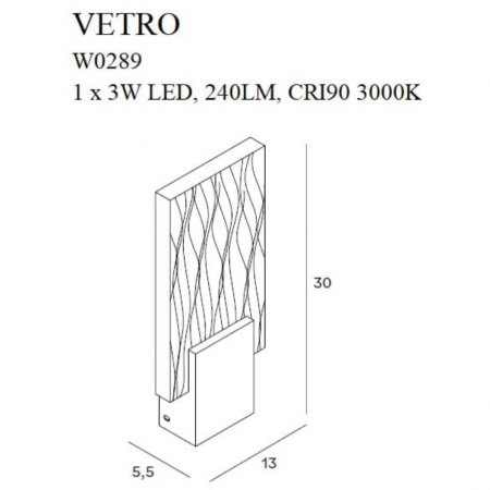 Aplica perete aurie LED Vetralico 30x13 cm, metal/sticla, W0289 - Maxlight [1]